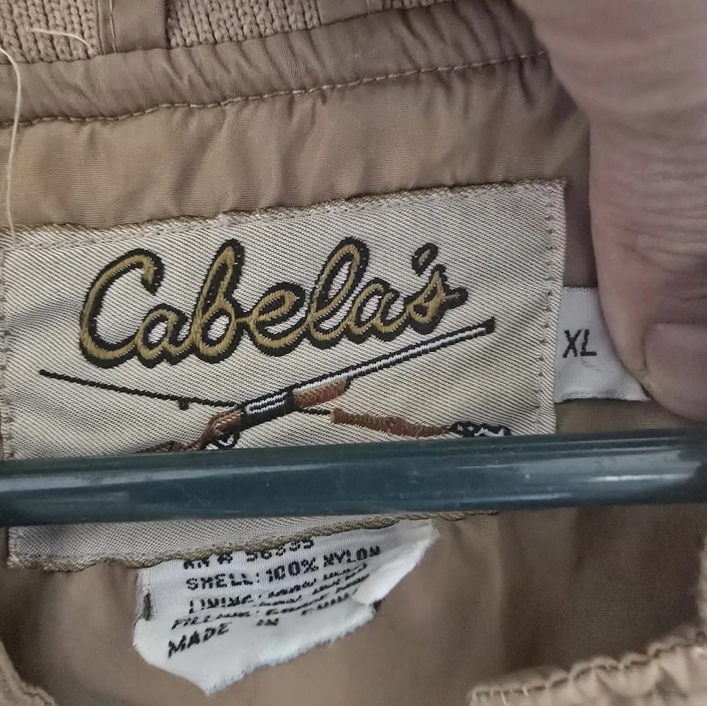 Vintage Cabela's Tan Goose Down Puffer Jacket Bomber XL - Picture 3 of 5